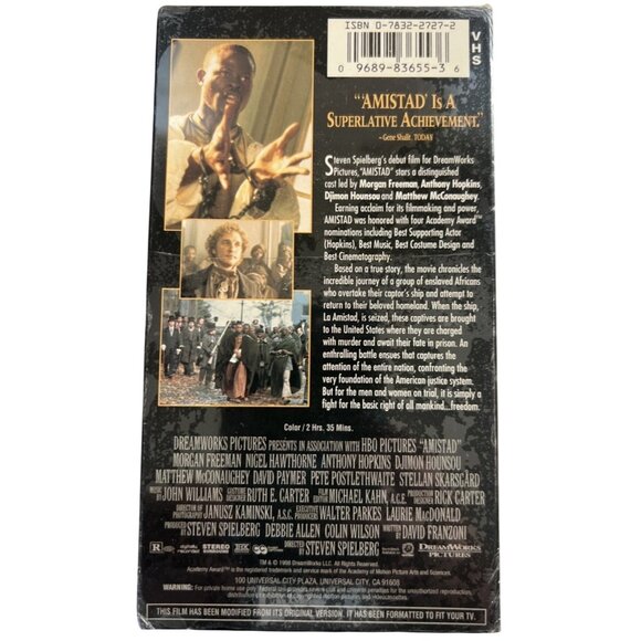 Amistad VHS 1997 A Steven Spielberg Film DreamWorks New Factory Sealed - Picture 2 of 6